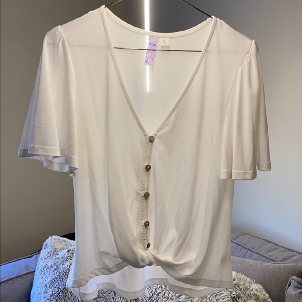 Women’s white button down crop top size Small